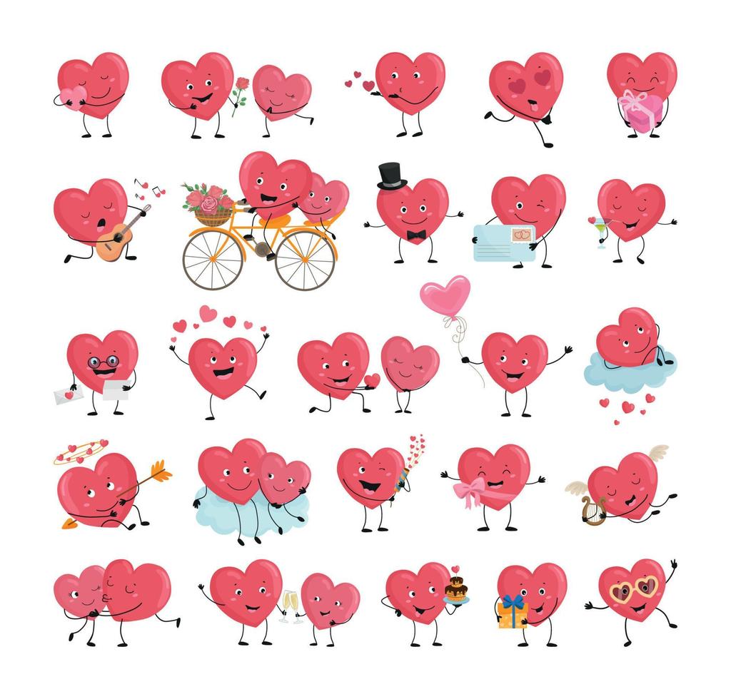 Illustrations with Loving Hearts vector