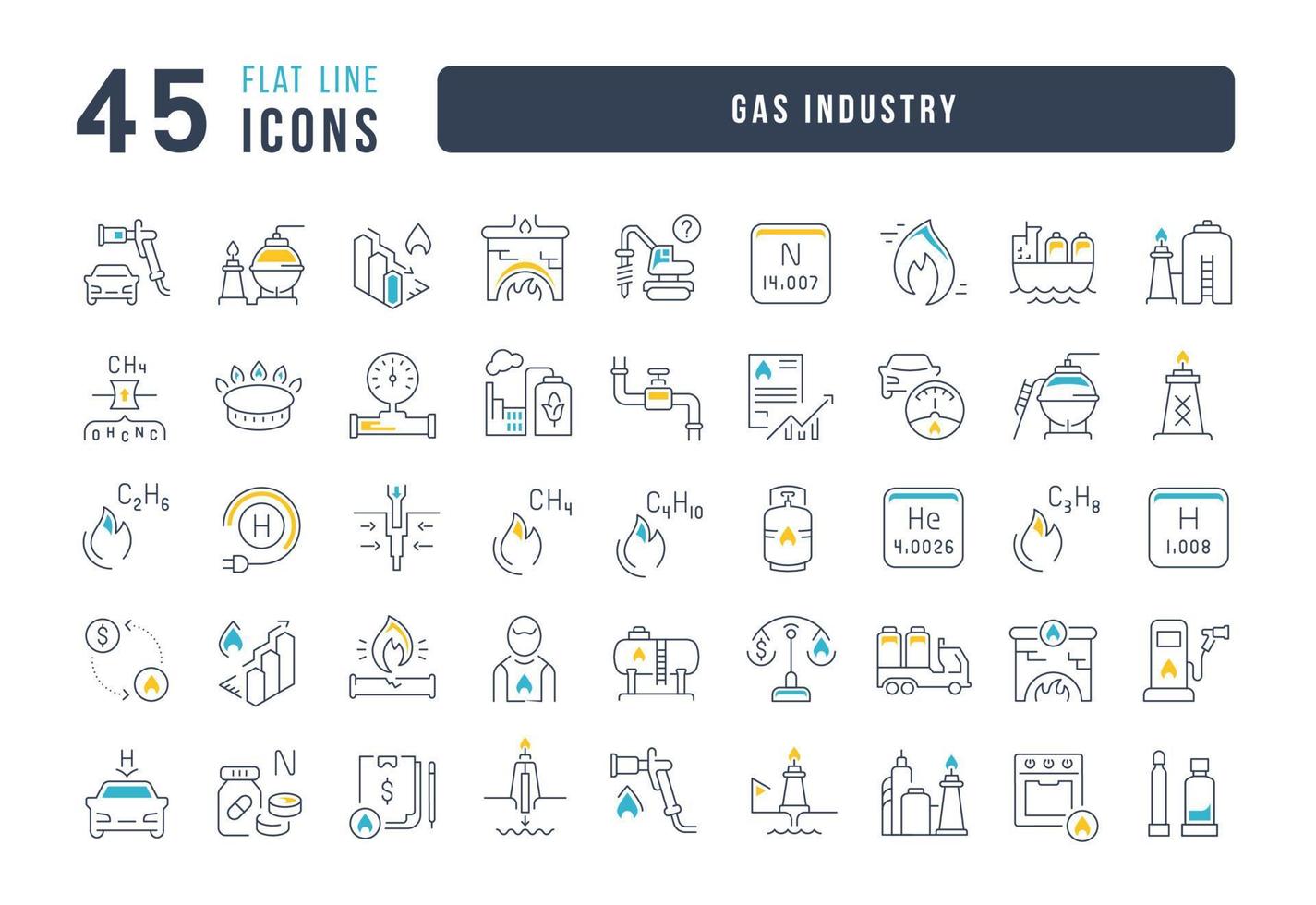 Set of linear icons of Gas Industry vector