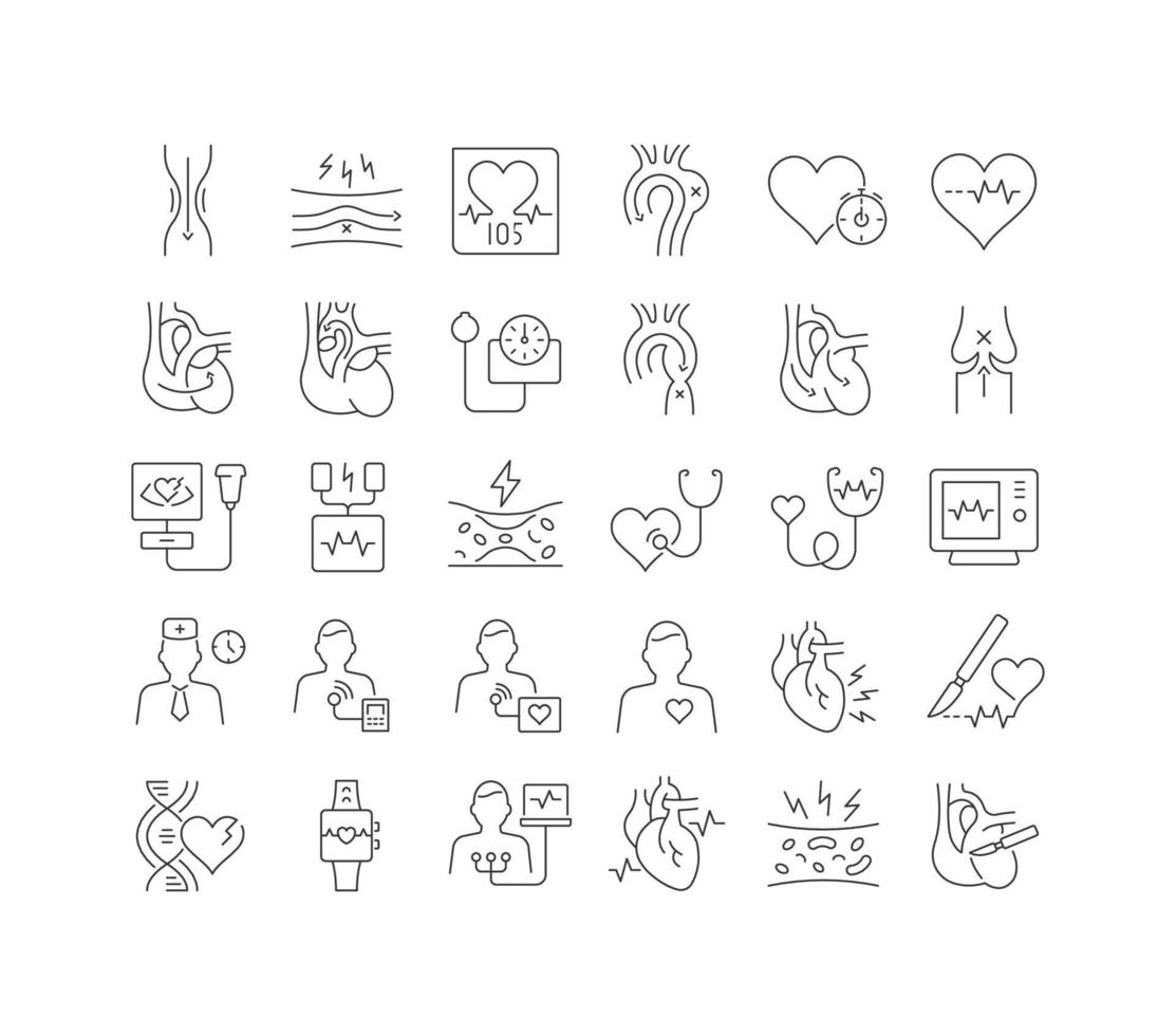 Set of linear icons of Cardiology vector