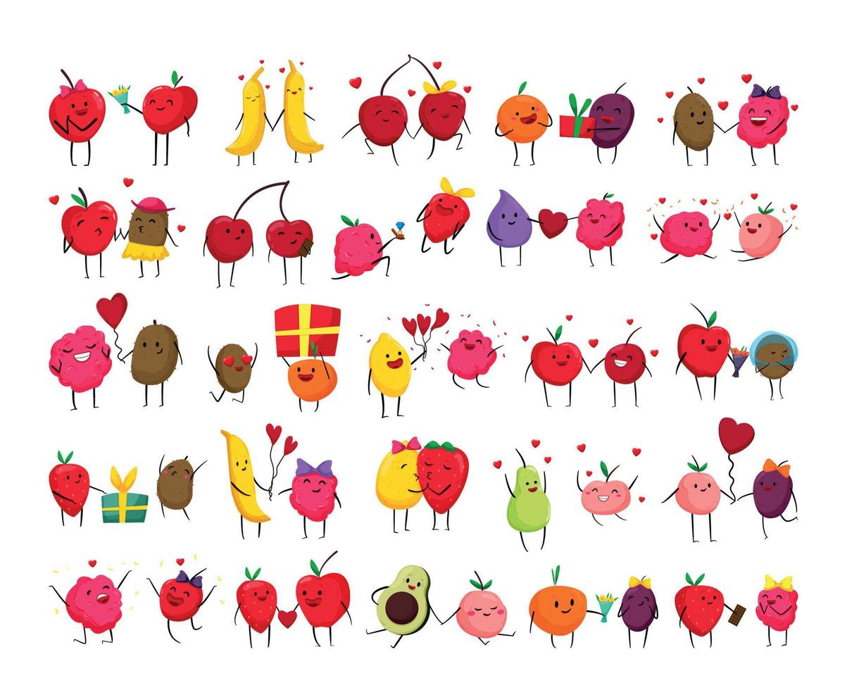 Set of Enamored Fruits vector