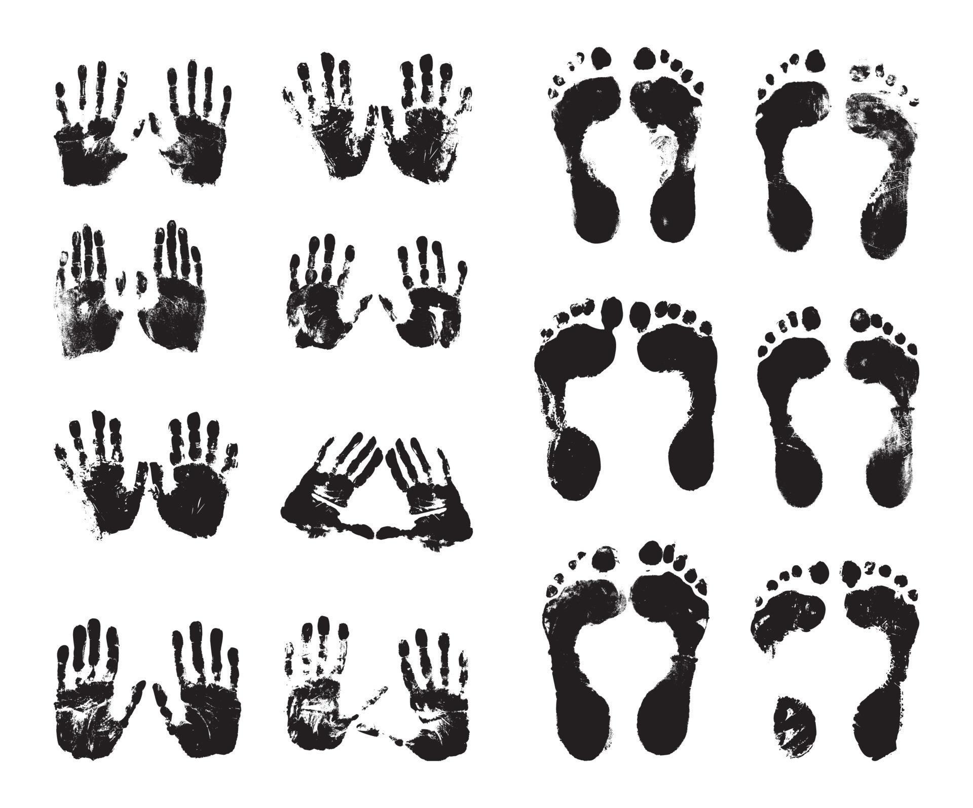 Set of Textured Handprints and Footprints 9640578 Vector Art at Vecteezy