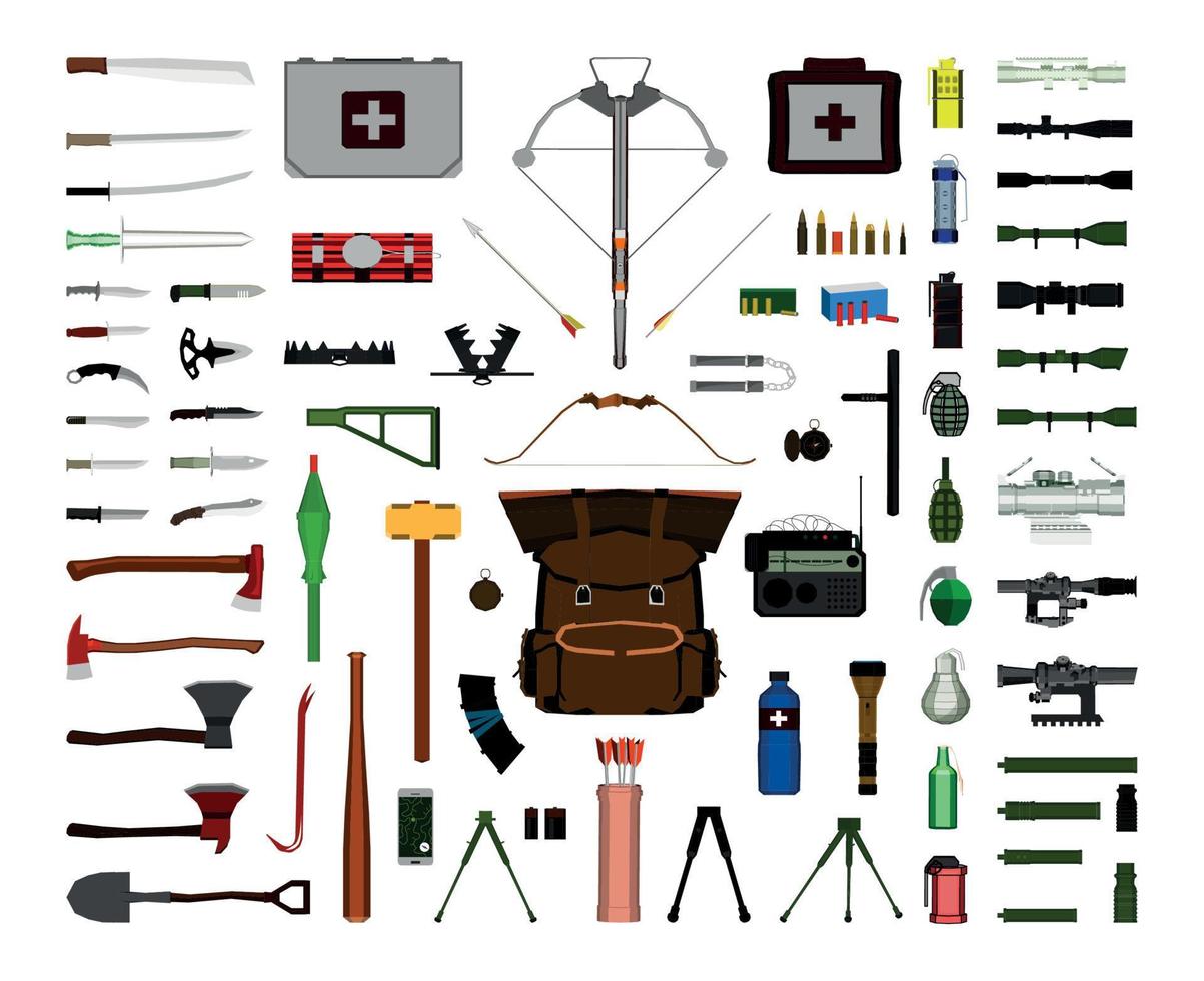 Collection of Military Equipment vector