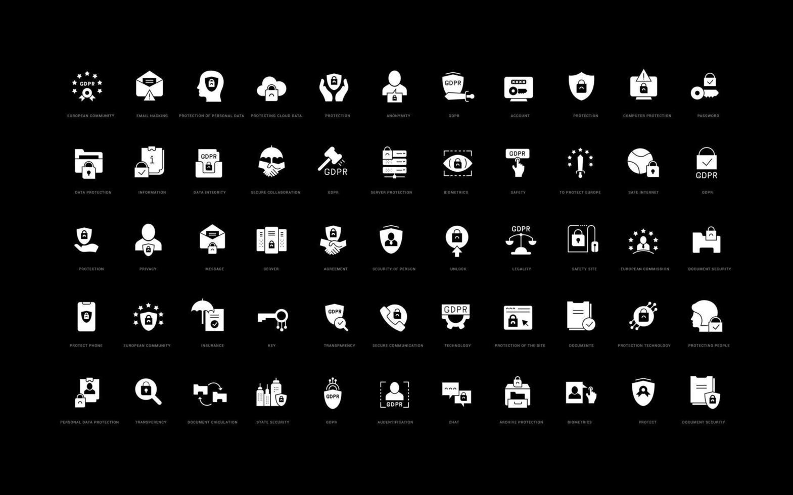 Set of simple icons of GDPR vector