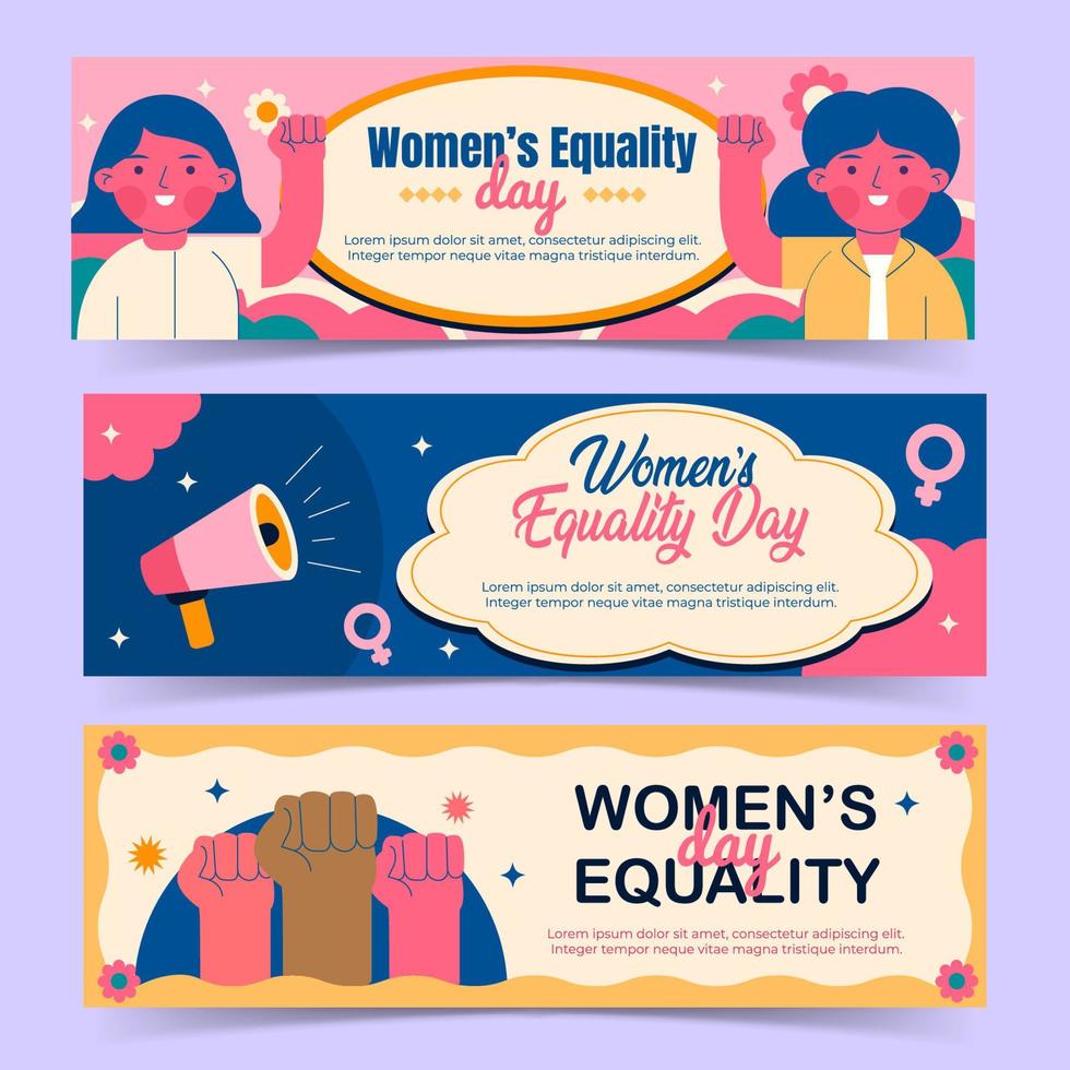 Woman Equality Day Banner Set vector