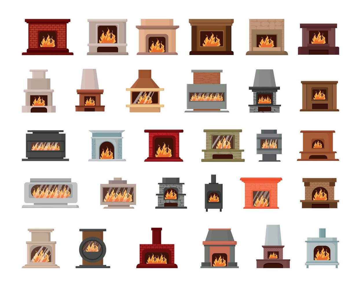 Set of Fireplaces vector