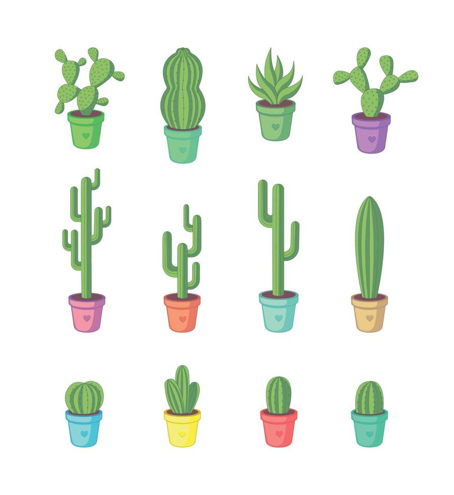 Set of Cactuses vector