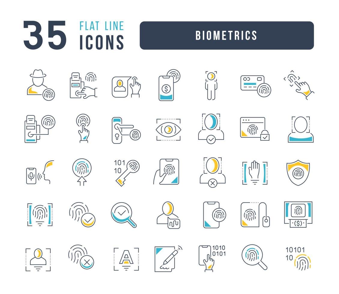 Set of linear icons of Biometrics vector