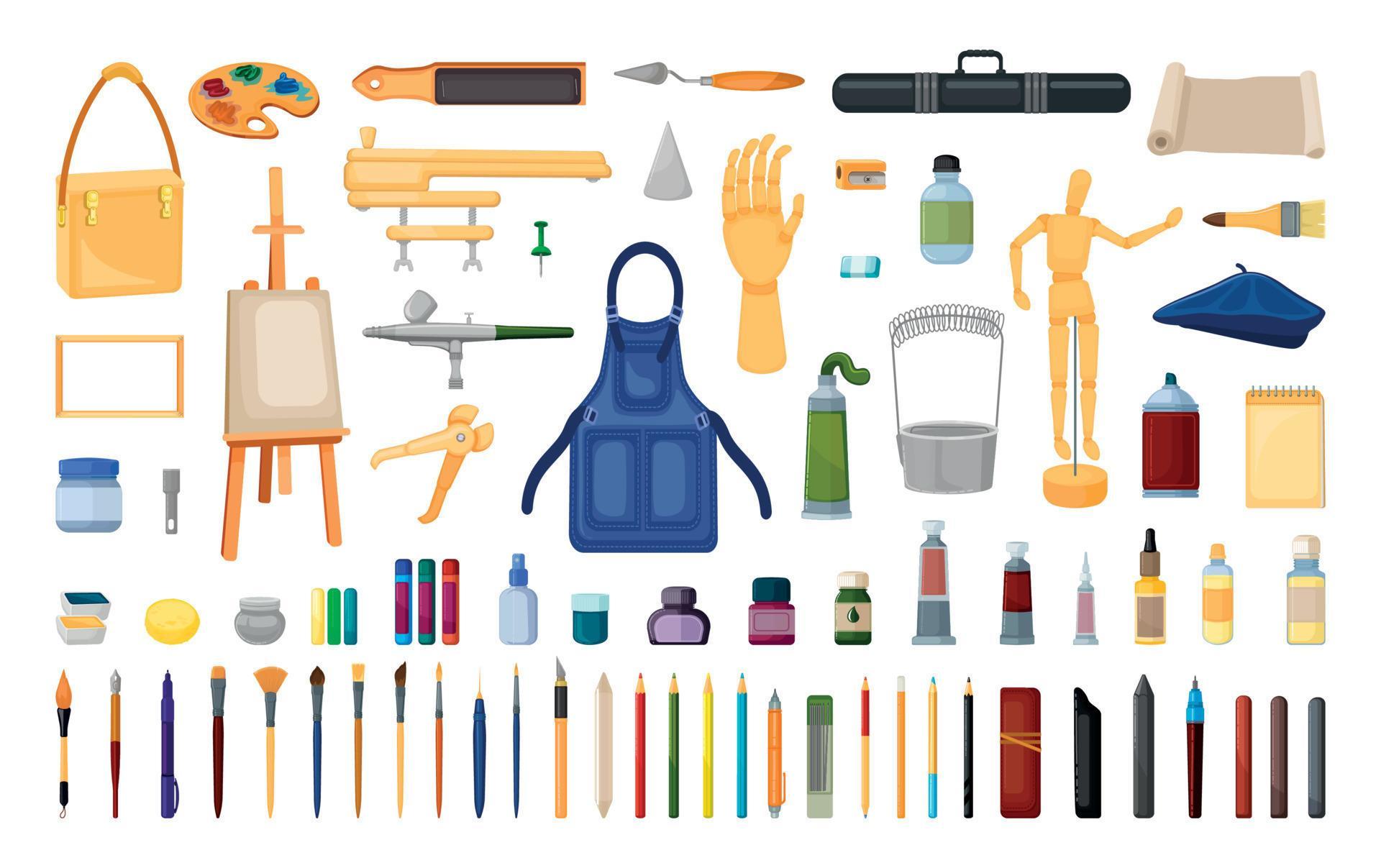 Collection of Art Supplies 9640641 Vector Art at Vecteezy