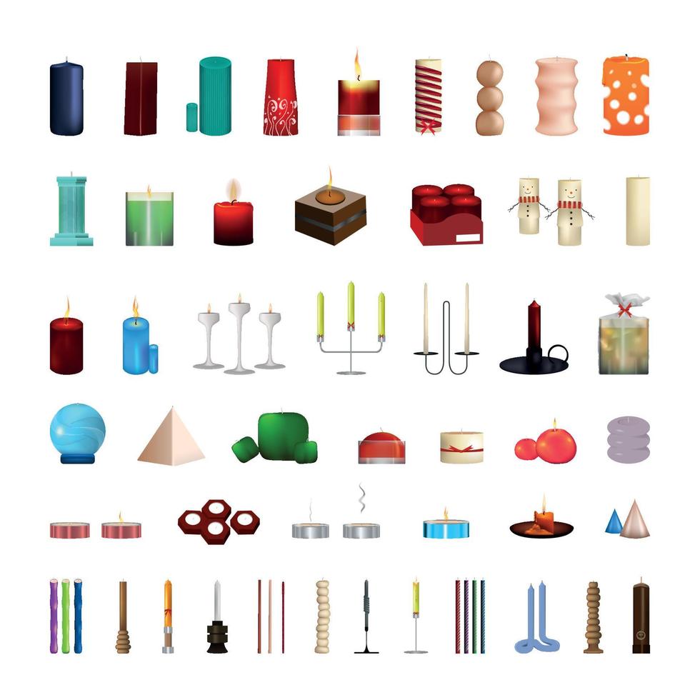 Collection of Candles and Candlesticks vector