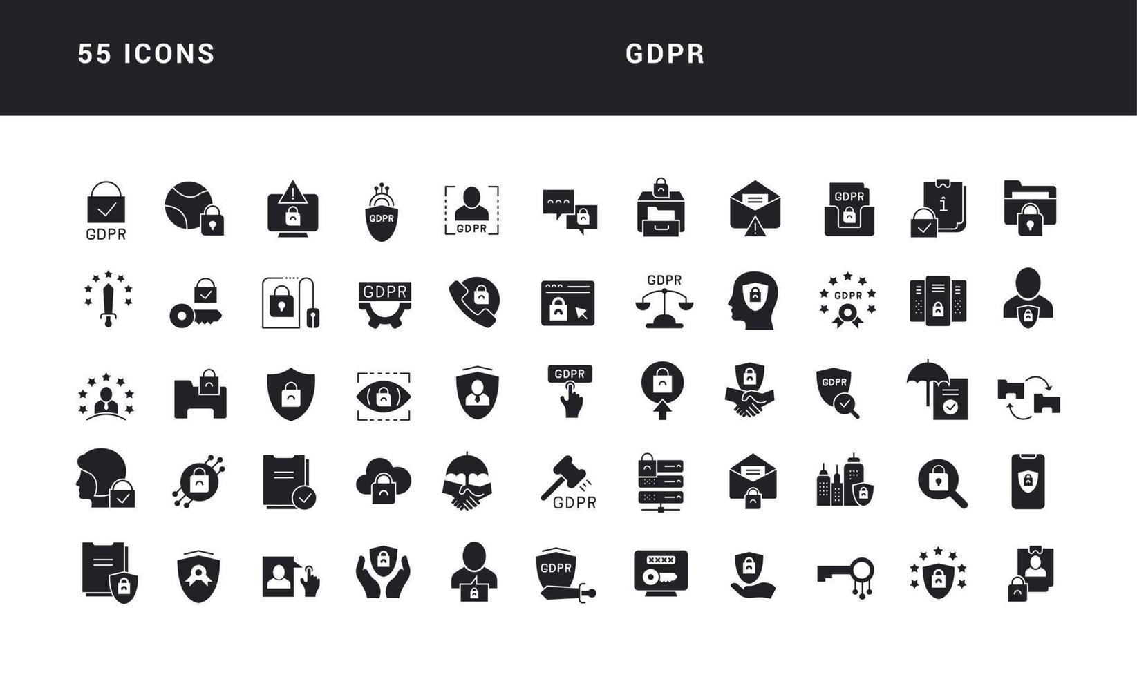 conjunto de iconos simples de gdpr vector