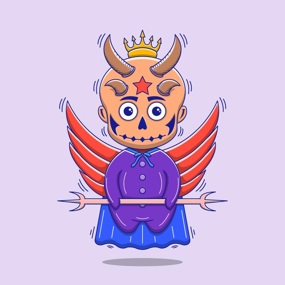 Cute devil cartoon icon illustration vector