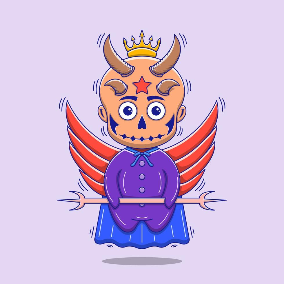 Cute devil cartoon icon illustration vector