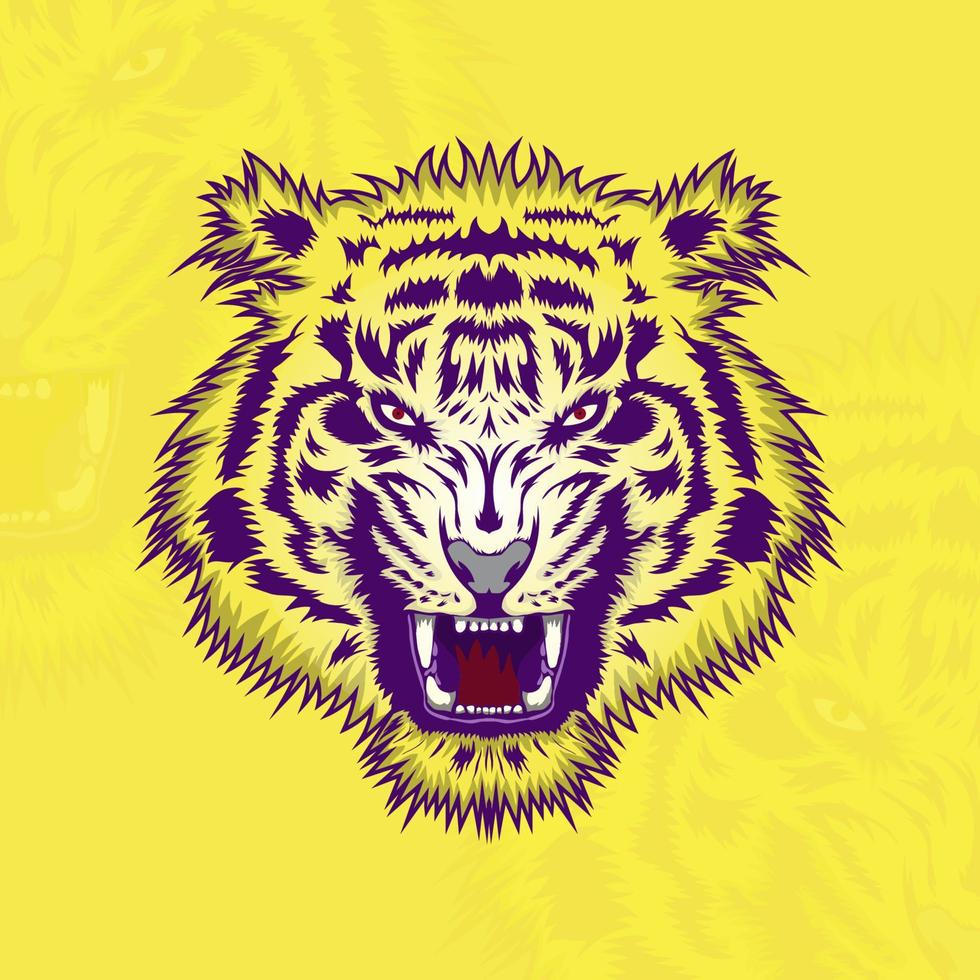 diseño de ilustración de tigre enojado vector