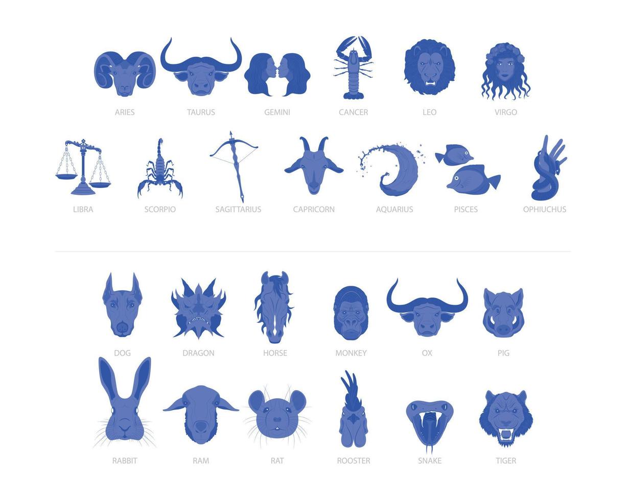 Collection of Zodiac and Horoscope Signs vector