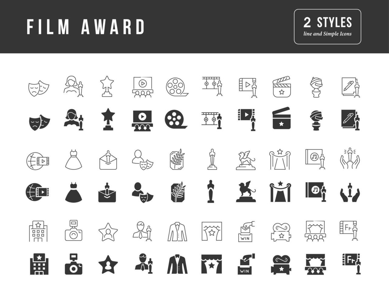 vector iconos simples de premio de cine