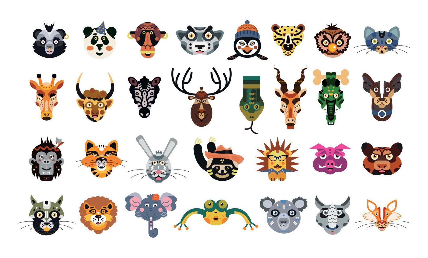 Wild Animal Avatar Set vector