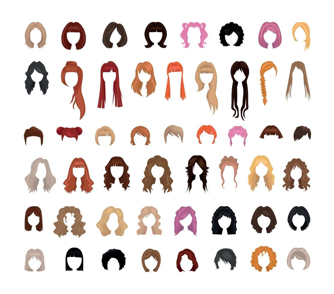 colección de peinados de mujer vector