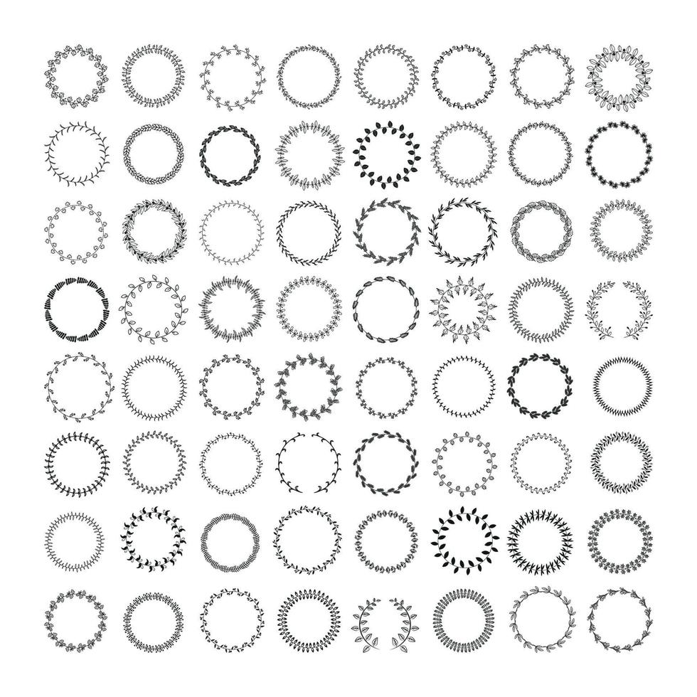 Collection of Leafy Round Frames vector