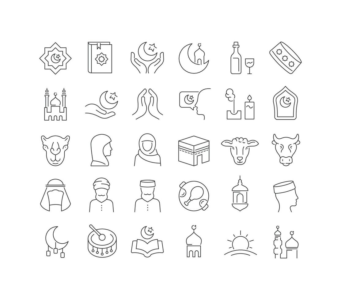 Vector Line Icons of Eid Al-Adha