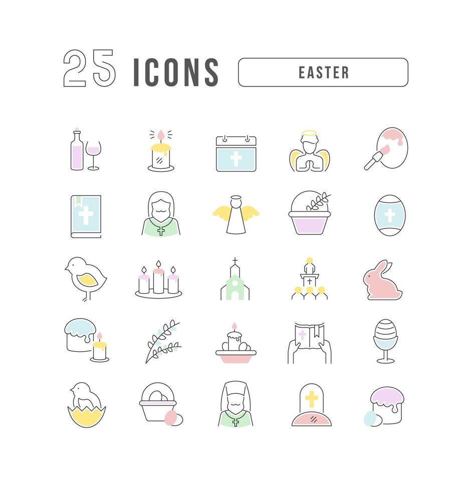 Vector Line Icons of Easter