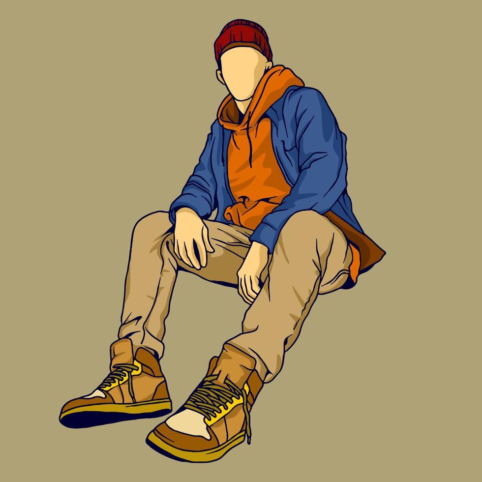 Line Art Fashion Street Illustration Vector