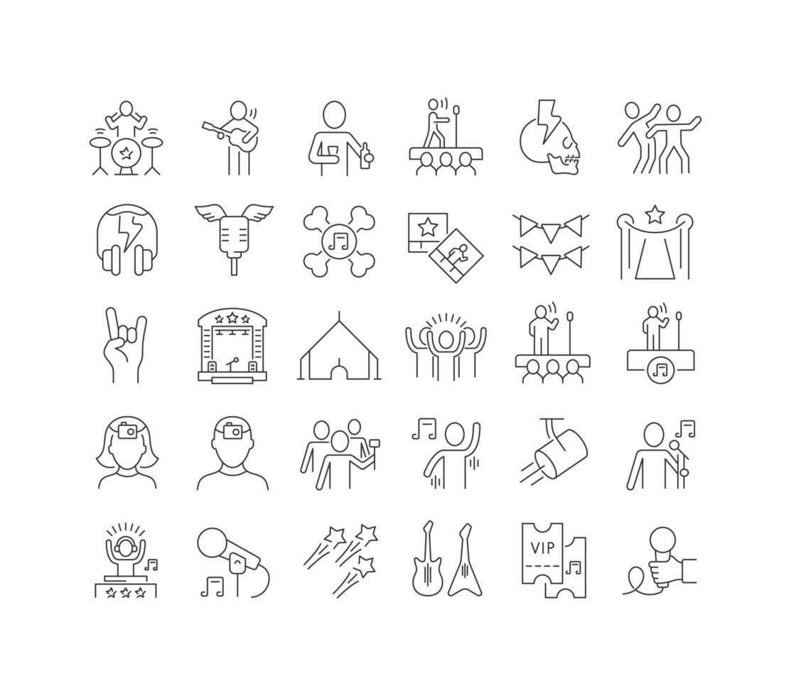 Set of linear icons of World Music Festivals vector