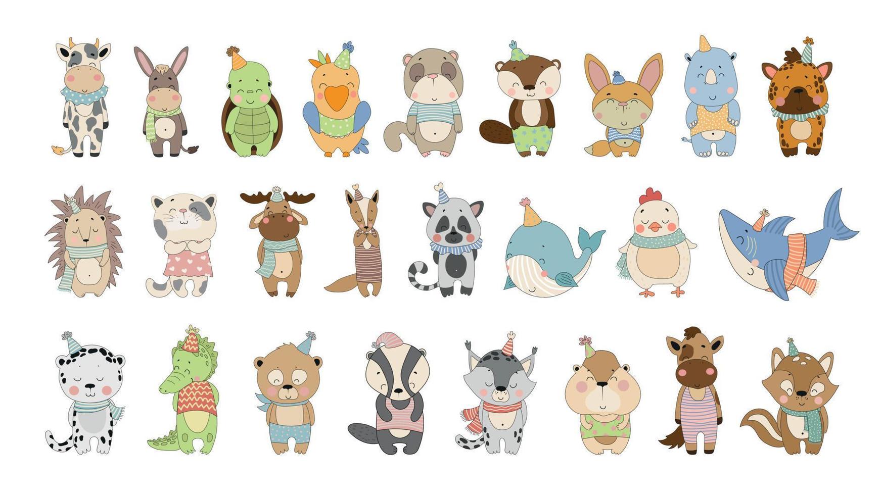 conjunto de animales de dibujos animados vector