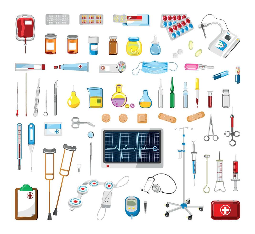 sábado Gemidos difícil conjunto de suministros médicos 9640814 Vector en Vecteezy