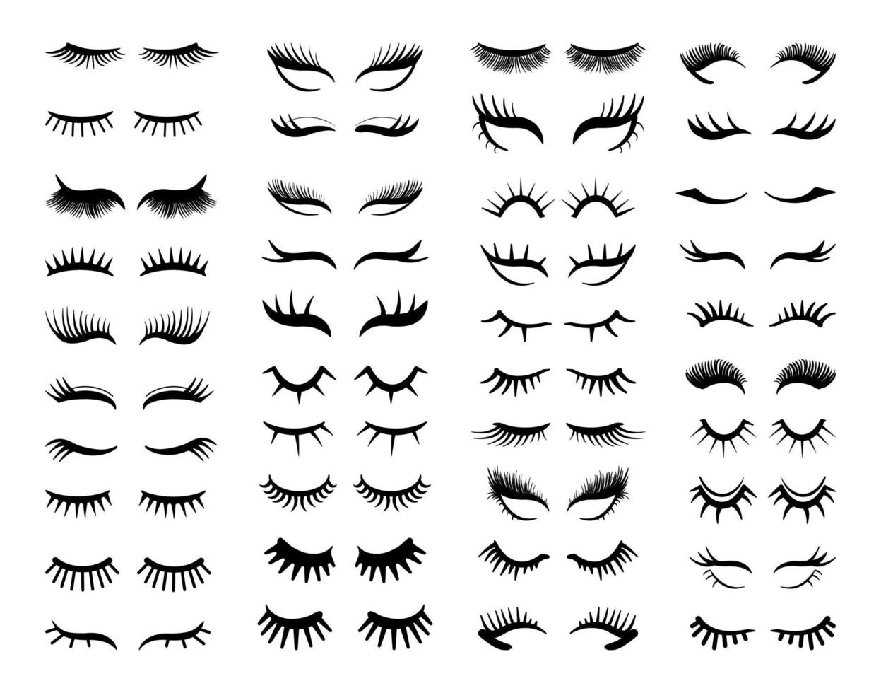 Set of Black Eyelashes vector