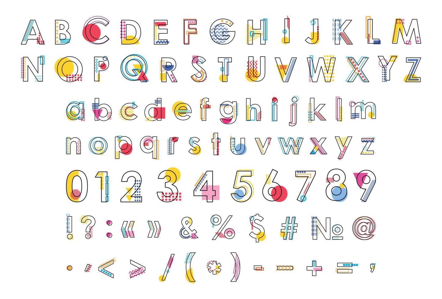 Linear Style Font with Geometric Elements vector