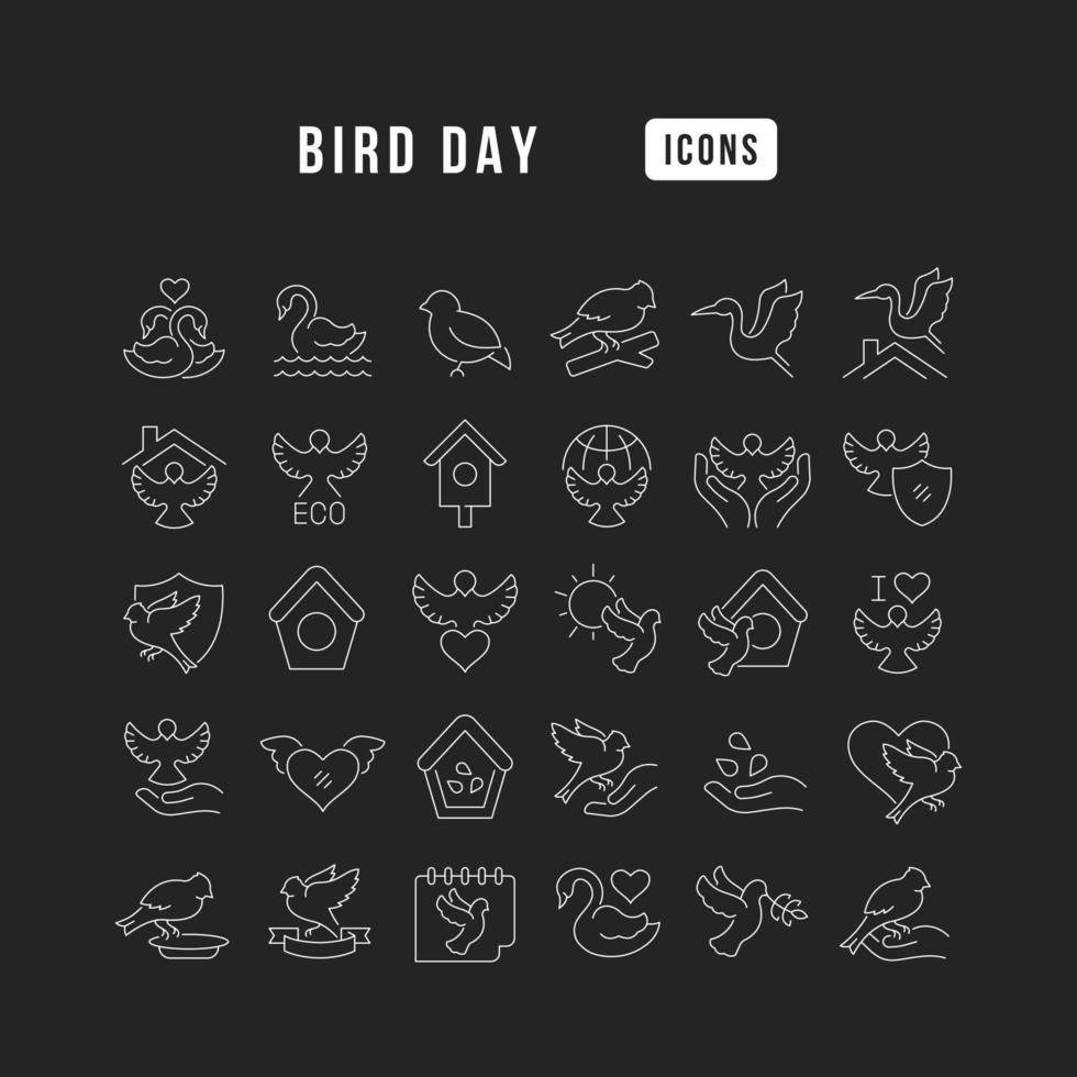 Vector Line Icons of Bird Day