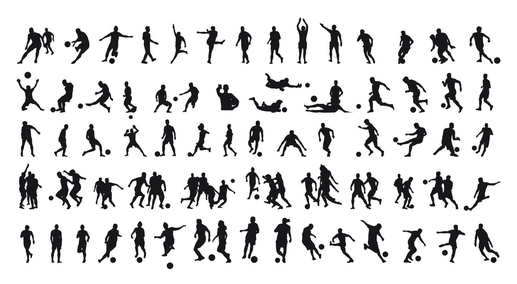 Set of Black Silhouettes Football Players vector