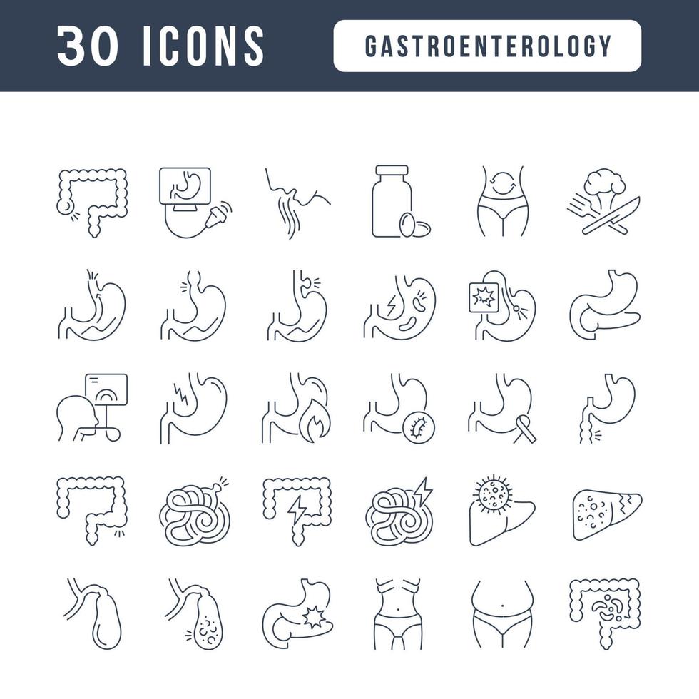 Set of linear icons of Gastroenterology vector