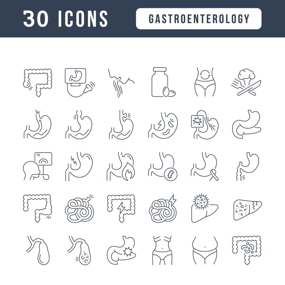 conjunto de iconos lineales de gastroenterología vector