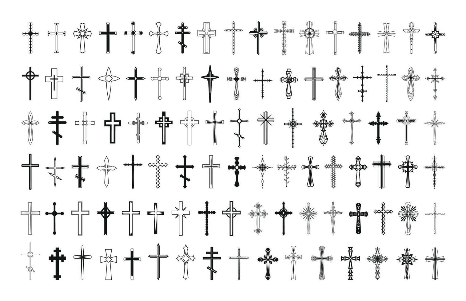 Set of Linear Crosses vector