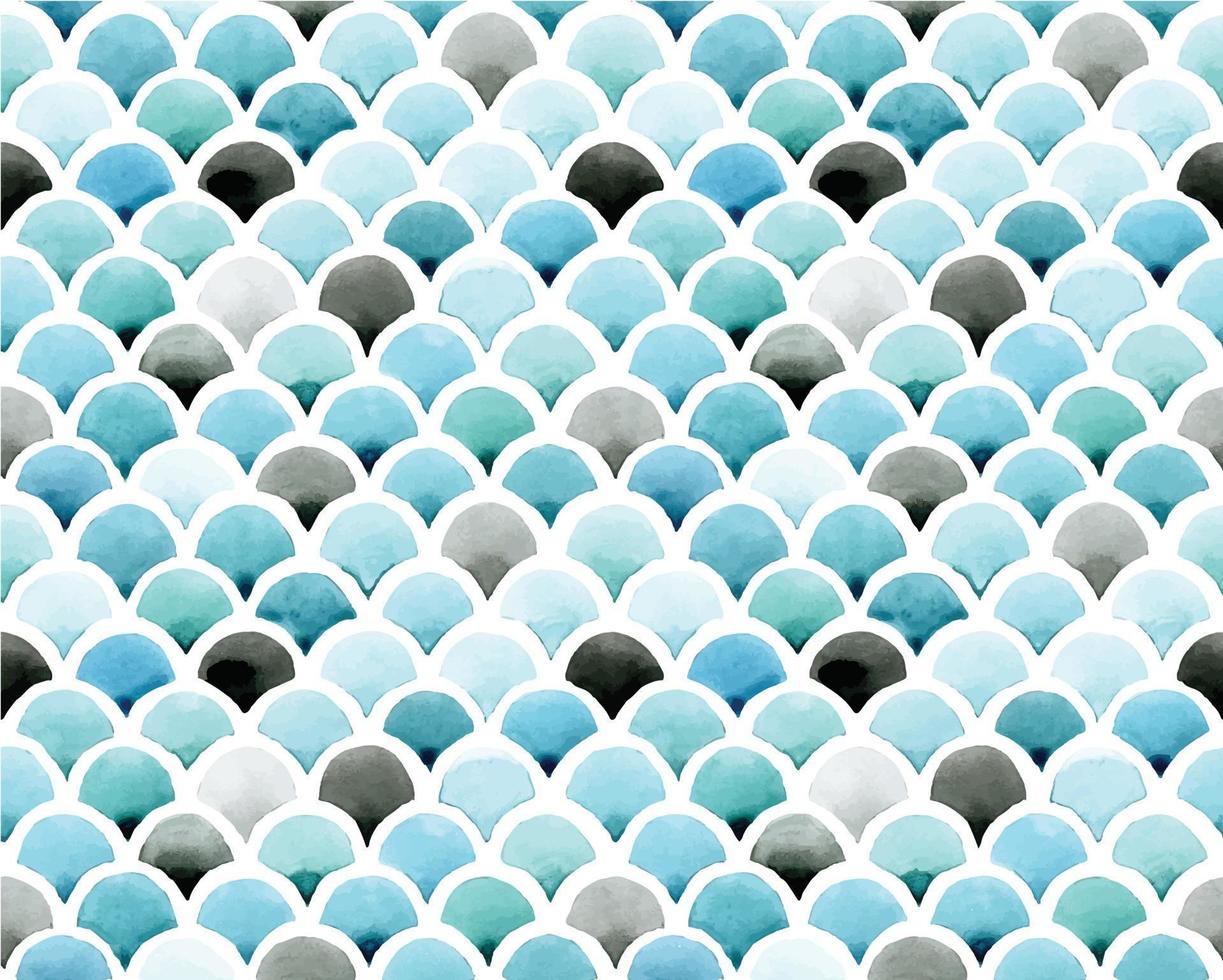 patrón de acuarela transparente, fondo de color. imprimir escamas de sirena chevron. colores vibrantes de azul, turquesa y gris. colores del mar, océano. diseño para envolturas, telas, textiles. vector