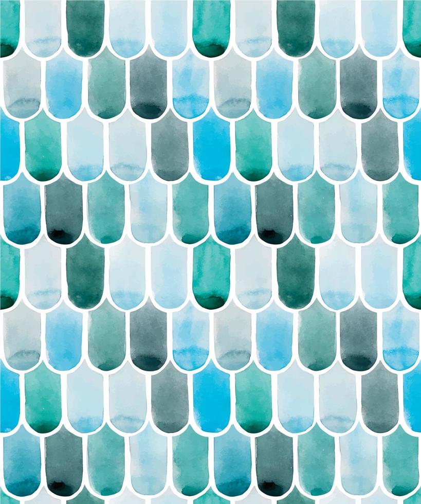 watercolor seamless pattern with abstract repeating elements. blue roof tiles, fish scales vector