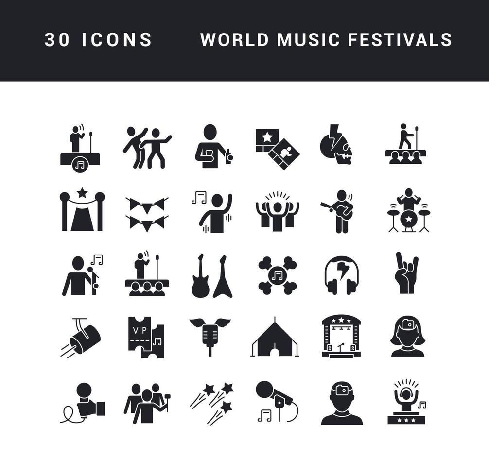 Set of simple icons of World Music Festivals vector