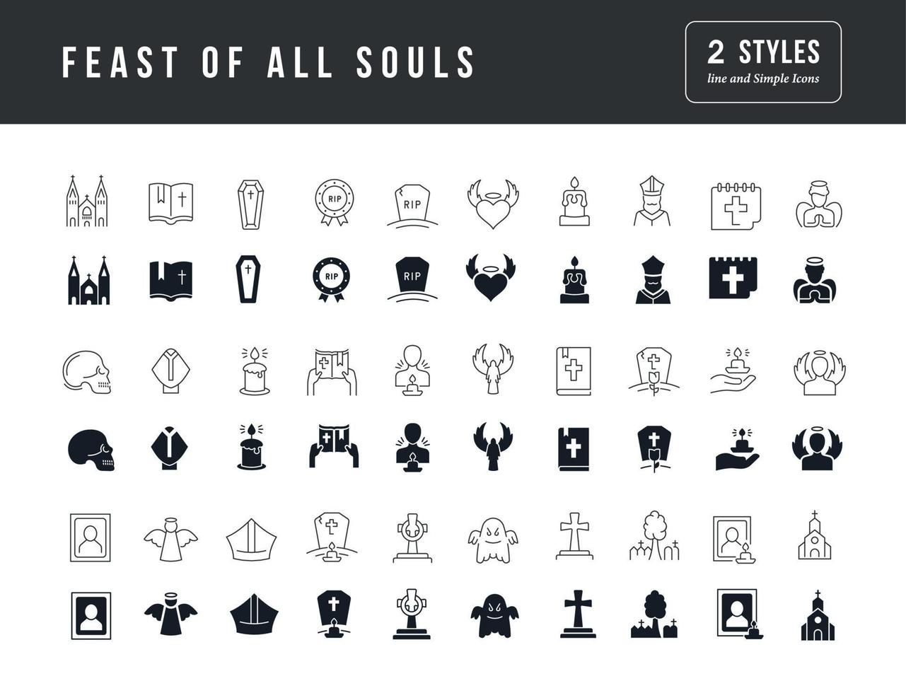 Vector Simple Icons of Feast of All Souls