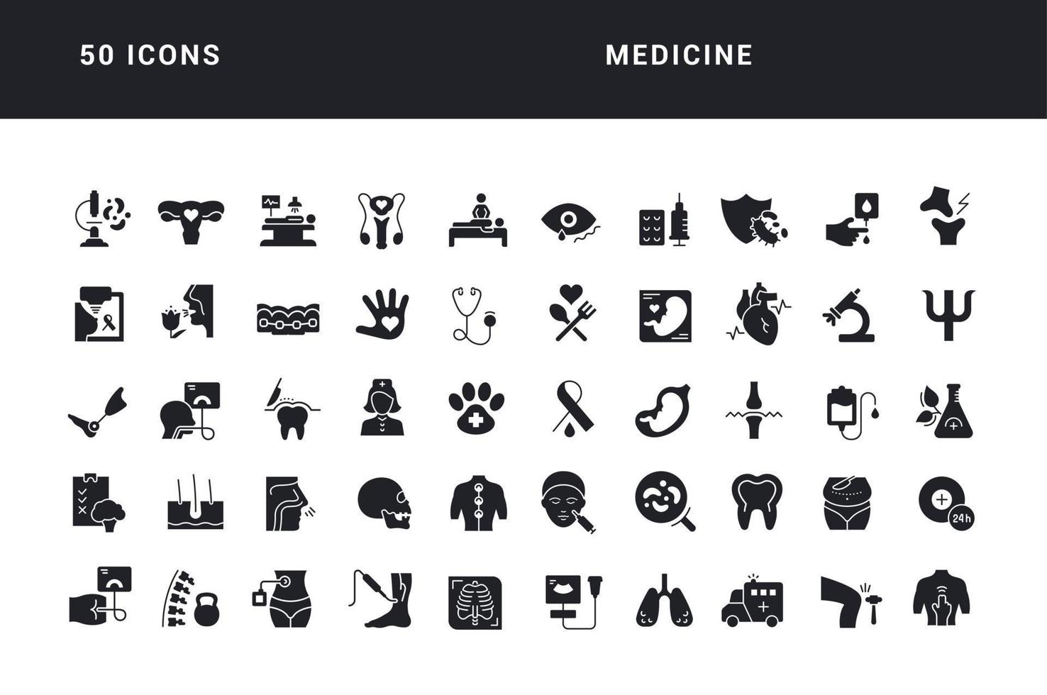 conjunto de iconos simples de medicina vector