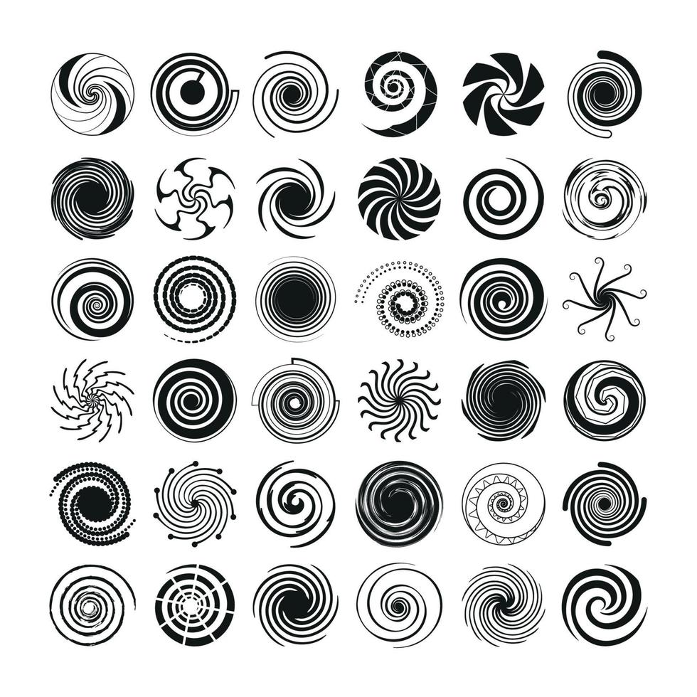 Set of Hypnotic Circular Whirlpools vector