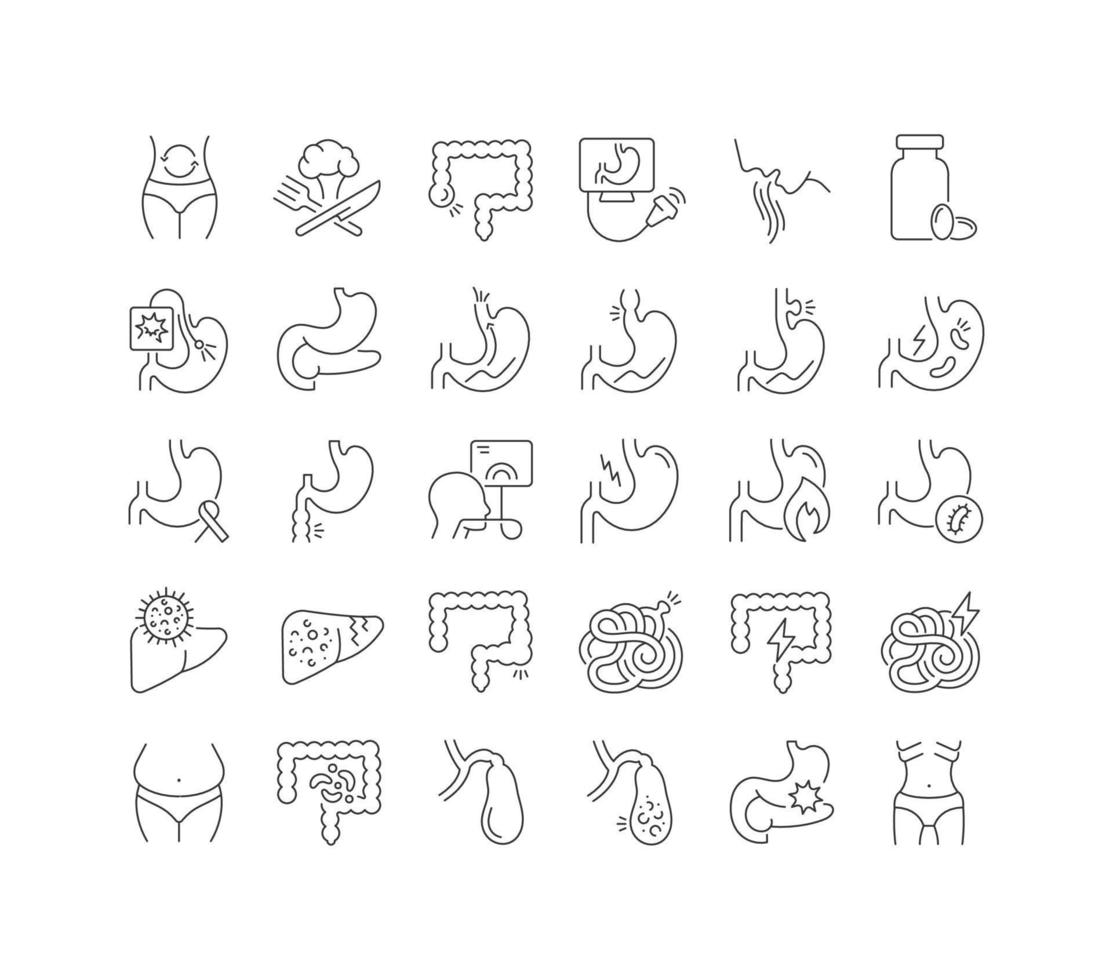 Set of linear icons of Gastroenterology vector