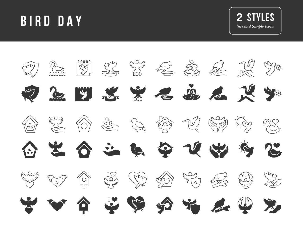 vector iconos simples del día de las aves