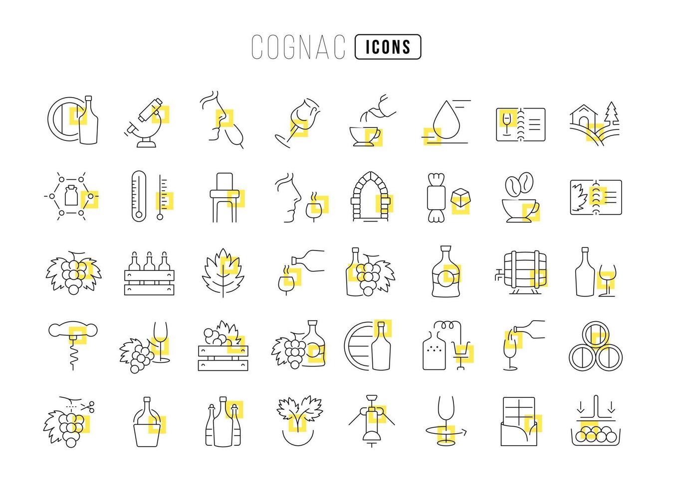 conjunto de iconos lineales de coñac vector