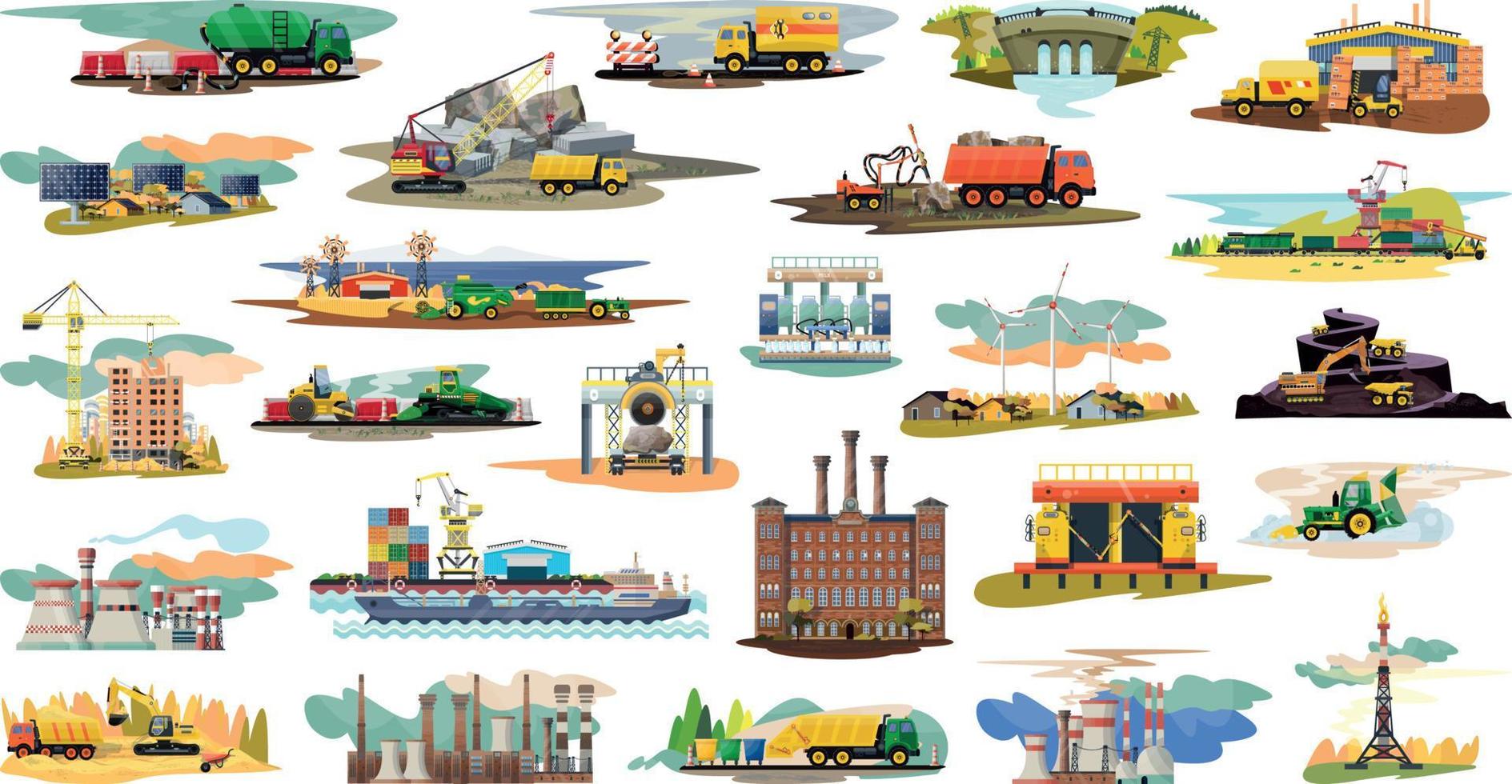 ilustraciones de industrias y servicios industriales. vector