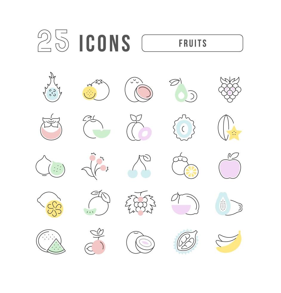 Set of linear icons of Fruits vector