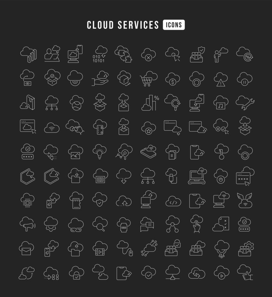 conjunto de iconos lineales de servicios en la nube vector