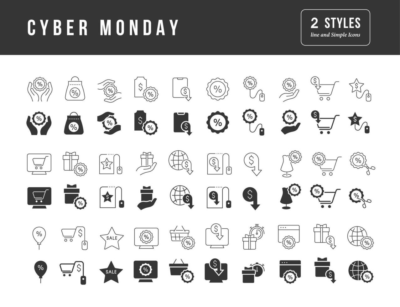 Vector Simple Icons of Cyber Monday