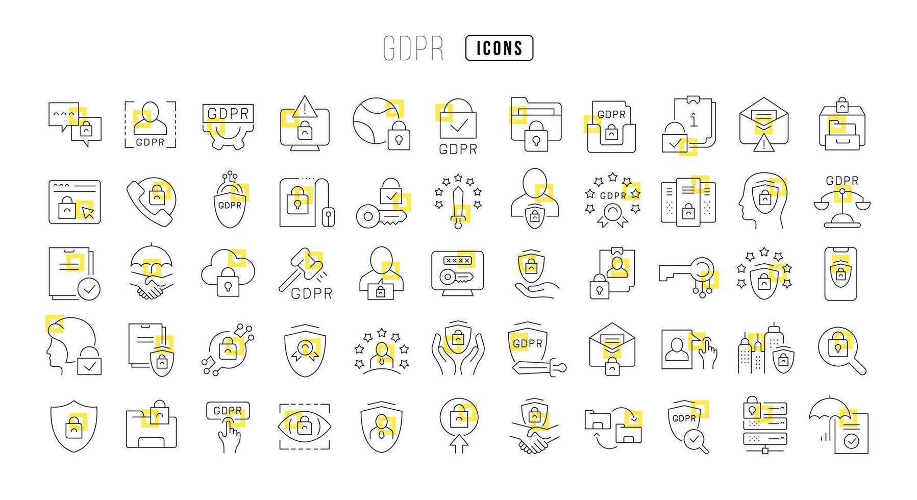 Set of linear icons of GDPR vector