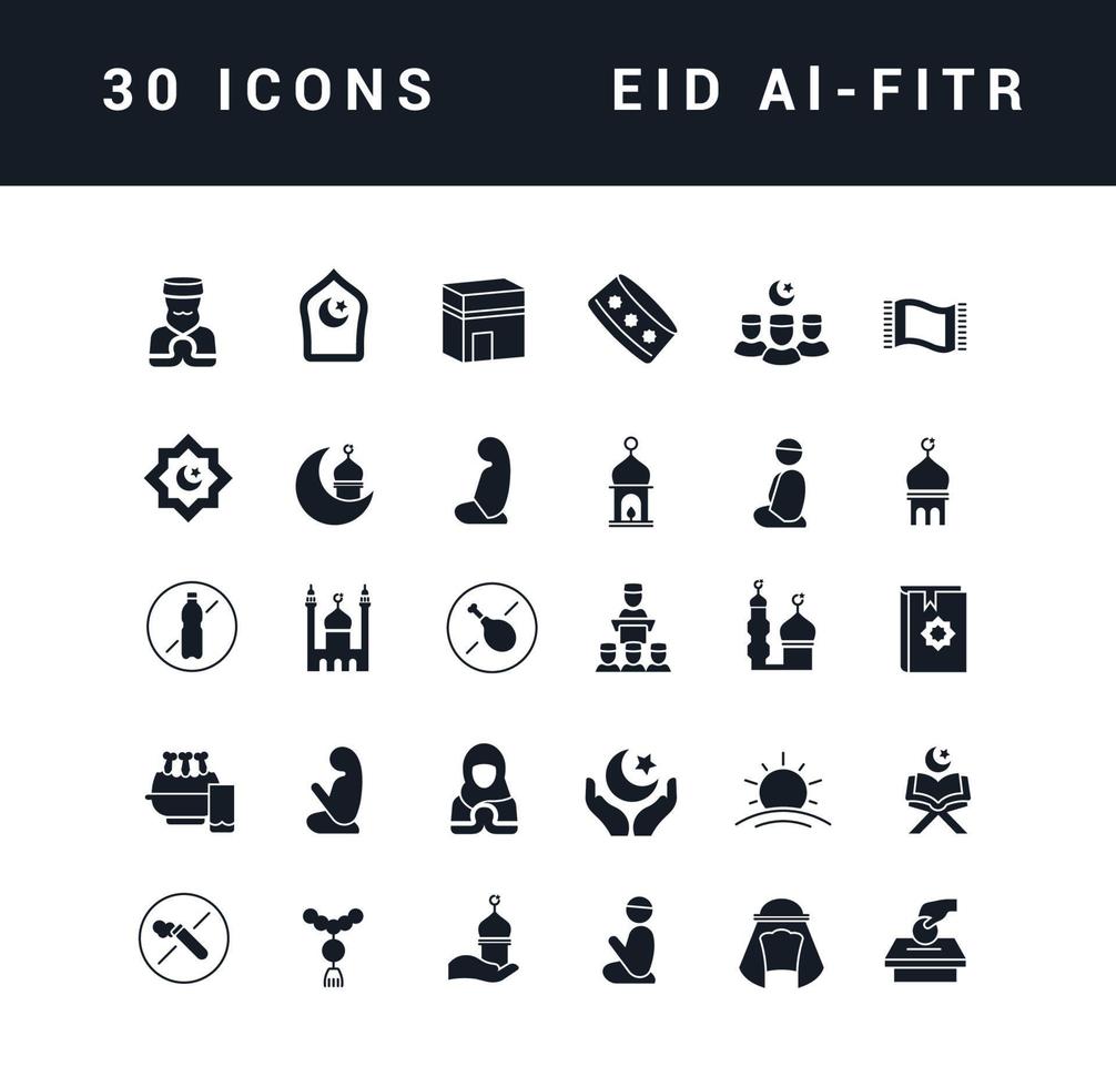 Vector Simple Icons of Eid Al-Fitr